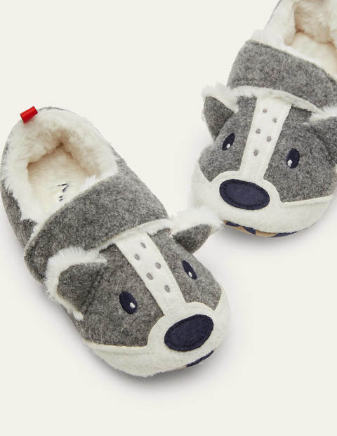 Felt Badger Slippers - Grey Marl Felt Badger Slippers - Grey Marl