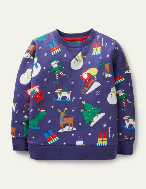 Printed Sweatshirt - Starboard Blue Festive Friends Printed Sweatshirt - Starboard Blue Festive Friends