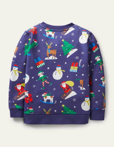 Printed Sweatshirt - Starboard Blue Festive Friends Printed Sweatshirt - Starboard Blue Festive Friends
