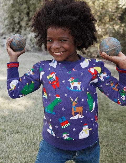 Printed Sweatshirt - Starboard Blue Festive Friends Printed Sweatshirt - Starboard Blue Festive Friends