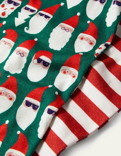 Twin Pack Snug Pyjamas - Forest Green Santa Heads Twin Pack Snug Pyjamas - Forest Green Santa Heads