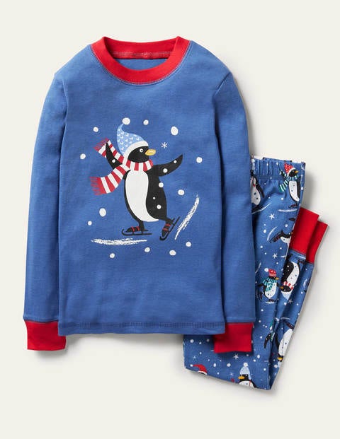 Snug Long John Pyjamas - Elizabethan Blue Penguins