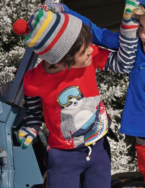 Winter Appliqué Animal T-shirt - Rockabilly Red Sloth Winter Appliqué Animal T-shirt - Rockabilly Red Sloth