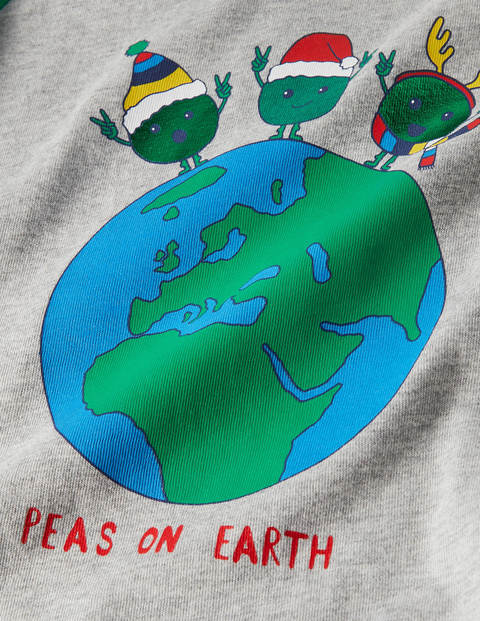 Festive Pun Raglan T-shirt - Grey Marl/Green Peas on Earth Festive Pun Raglan T-shirt - Grey Marl/Green Peas on Earth