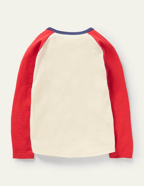 Festliches Raglan-Oberteil mit witzigem Spruch - Naturweiß/Rot, Slow Ho-Ho Festliches Raglan-Oberteil mit witzigem Spruch - Naturweiß/Rot, Slow Ho-Ho