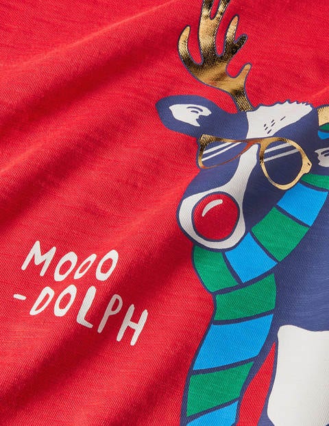 Festive Pun T-shirt - Rockabilly Red/Navy Moo-Dolph Festive Pun T-shirt - Rockabilly Red/Navy Moo-Dolph