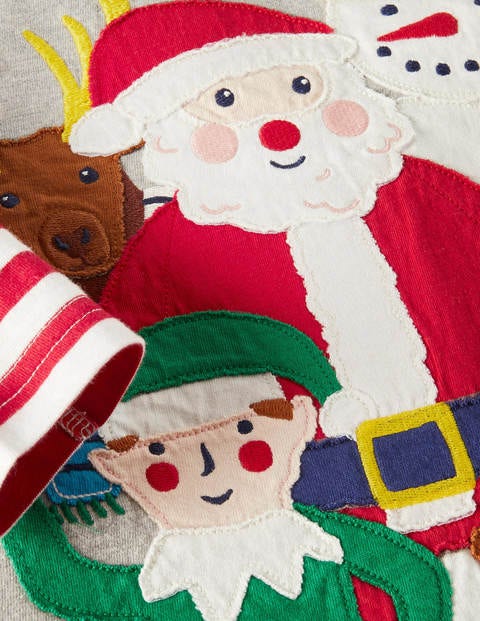 Festive Appliqué Tee - Grey Marl Santas Friends Festive Appliqué Tee - Grey Marl Santas Friends