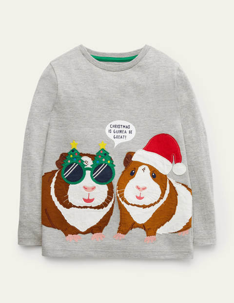Festive Animal T-shirt - Grey Marl Guinea Pig Festive Animal T-shirt - Grey Marl Guinea Pig