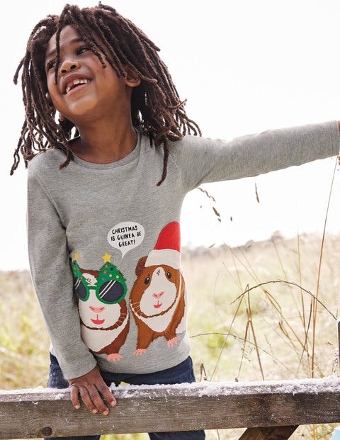 Festive Animal T-shirt - Grey Marl Guinea Pig Festive Animal T-shirt - Grey Marl Guinea Pig