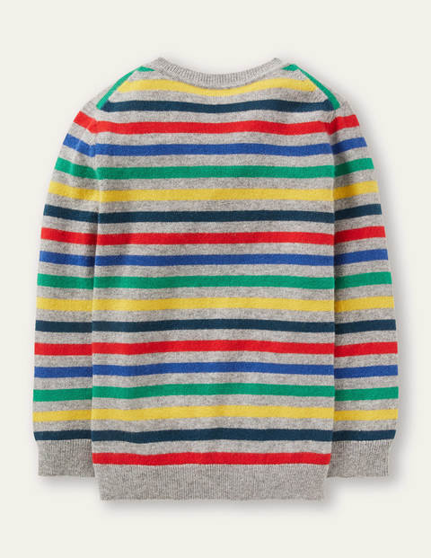 Kaschmirpullover mit Rundhalsausschnitt - Grau Meliert, Regenbogen Kaschmirpullover mit Rundhalsausschnitt - Grau Meliert, Regenbogen