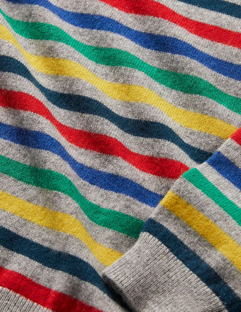 Kaschmirpullover mit Rundhalsausschnitt - Grau Meliert, Regenbogen Kaschmirpullover mit Rundhalsausschnitt - Grau Meliert, Regenbogen