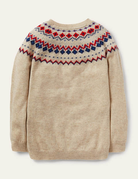 Cashmere Crew Jumper - Oatmeal Fair Isle Cashmere Crew Jumper - Oatmeal Fair Isle