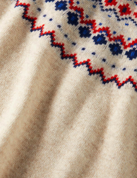 Cashmere Crew Jumper - Oatmeal Fair Isle Cashmere Crew Jumper - Oatmeal Fair Isle