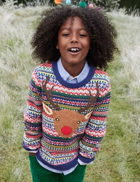 Fair-Isle-Pullover mit Rentier - Bunt/Navy, Rudolph Fair-Isle-Pullover mit Rentier - Bunt/Navy, Rudolph