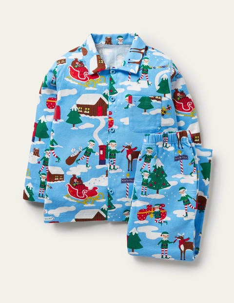 Cosy Brushed Woven Pyjama Set - Surfboard Blue Busy Elves Cosy Brushed Woven Pyjama Set - Surfboard Blue Busy Elves
