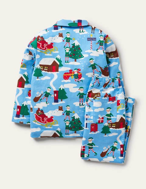 Cosy Brushed Woven Pyjama Set - Surfboard Blue Busy Elves Cosy Brushed Woven Pyjama Set - Surfboard Blue Busy Elves