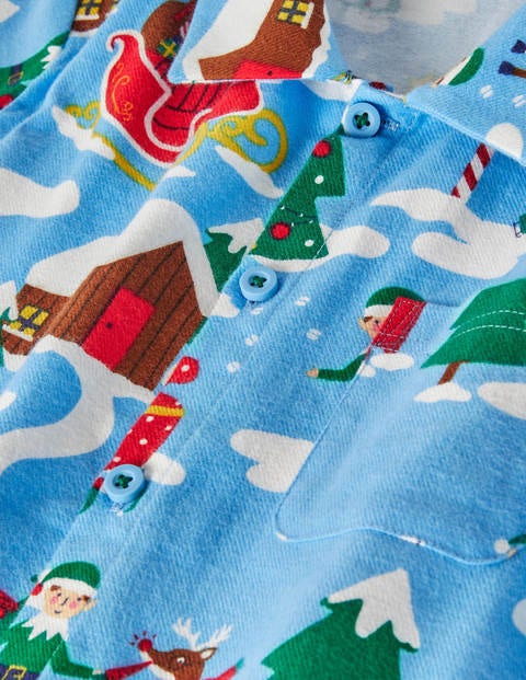 Cosy Brushed Woven Pyjama Set - Surfboard Blue Busy Elves Cosy Brushed Woven Pyjama Set - Surfboard Blue Busy Elves