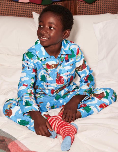Cosy Brushed Woven Pyjama Set - Surfboard Blue Busy Elves Cosy Brushed Woven Pyjama Set - Surfboard Blue Busy Elves