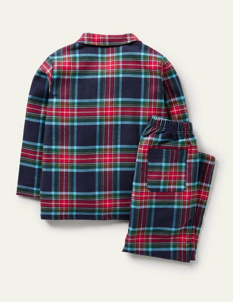 Gemütliches Webschlafanzug-Set - Schuluniform-Navy/Rockabilly-Rot Gemütliches Webschlafanzug-Set - Schuluniform-Navy/Rockabilly-Rot