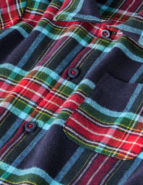 Gemütliches Webschlafanzug-Set - Schuluniform-Navy/Rockabilly-Rot Gemütliches Webschlafanzug-Set - Schuluniform-Navy/Rockabilly-Rot