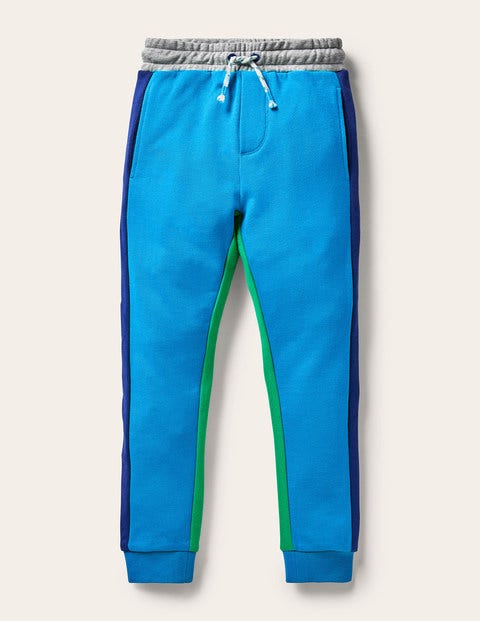 Jogginghose mit Bein in Kontrastfarbe - Paprikagrün/Marokkoblau