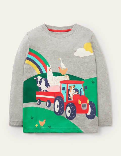 Vred Passende dyd Animal Scene T-shirt - Grey Marl Farm | Boden UK