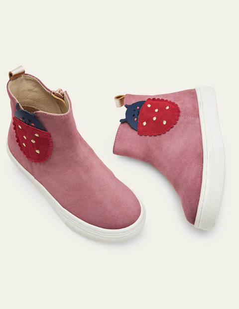 Suede Novelty Boots - Bright Pink Ladybird