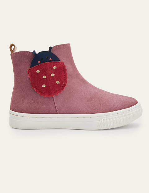 Suede Novelty Boots - Bright Pink Ladybird