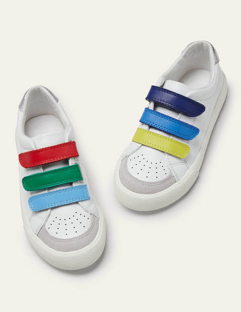 Niedrige Turnschuhe mit 3 Klettverschlüssen - Weiß, Regenbogen Niedrige Turnschuhe mit 3 Klettverschlüssen - Weiß, Regenbogen