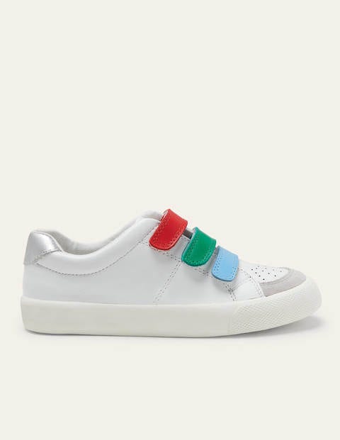 Niedrige Turnschuhe mit 3 Klettverschlüssen - Weiß, Regenbogen Niedrige Turnschuhe mit 3 Klettverschlüssen - Weiß, Regenbogen