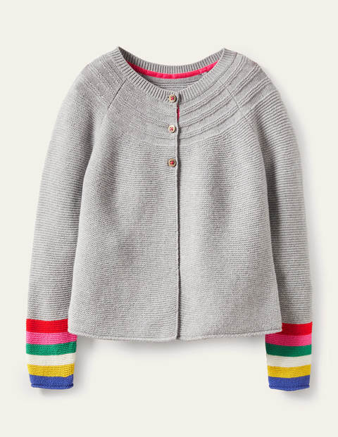 Cotton Cashmere Mix Cardigan - Grey Marl Rainbow | Boden US