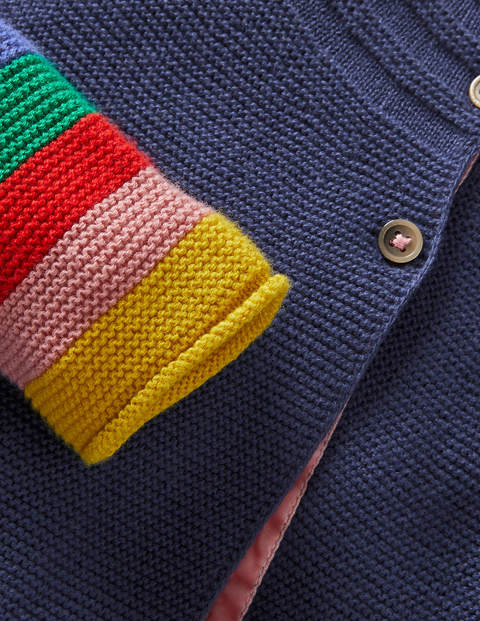 Cotton Cashmere Mix Cardigan - College Navy Rainbow Cotton Cashmere Mix Cardigan - College Navy Rainbow