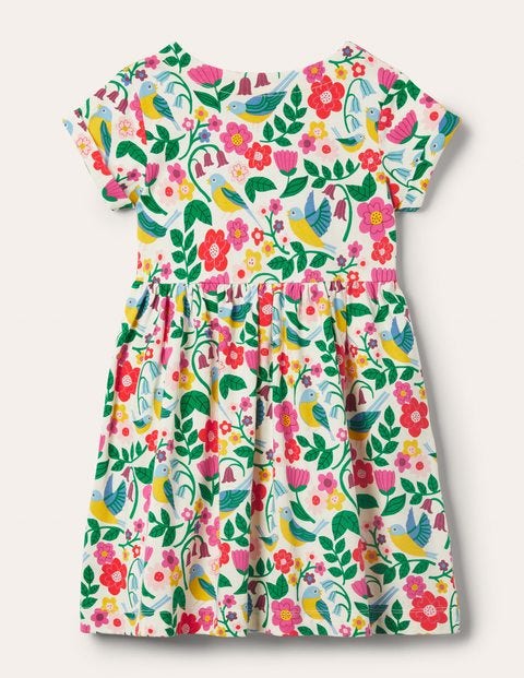 Fun Jersey Dress - Multi Garden Birds Fun Jersey Dress - Multi Garden Birds