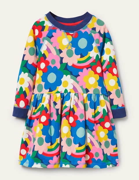 Jersey Sweatshirt Dress - Multi Happy Flower Jersey Sweatshirt Dress - Multi Happy Flower