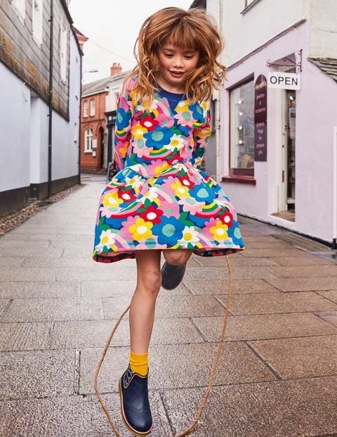 Jersey Sweatshirt Dress - Multi Happy Flower Jersey Sweatshirt Dress - Multi Happy Flower