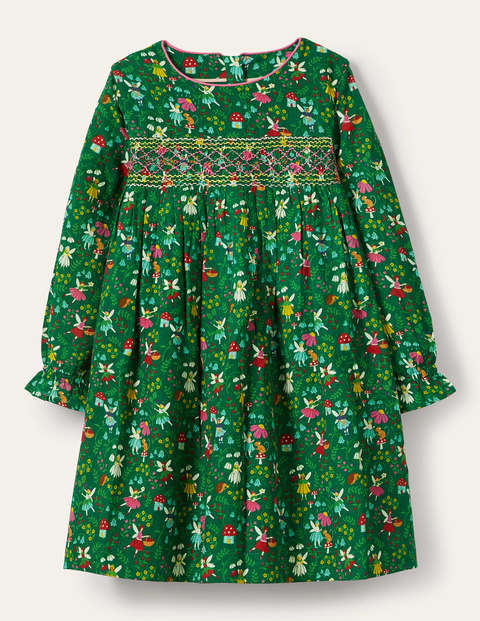 Smocked Dress - Forest Green Fairy Garden Smocked Dress - Forest Green Fairy Garden