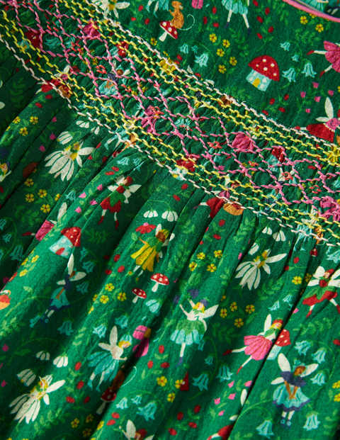 Smocked Dress - Forest Green Fairy Garden Smocked Dress - Forest Green Fairy Garden