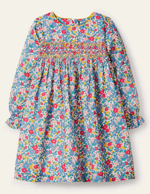 Smocked Dress - Multi Apple Blossom Floral Smocked Dress - Multi Apple Blossom Floral