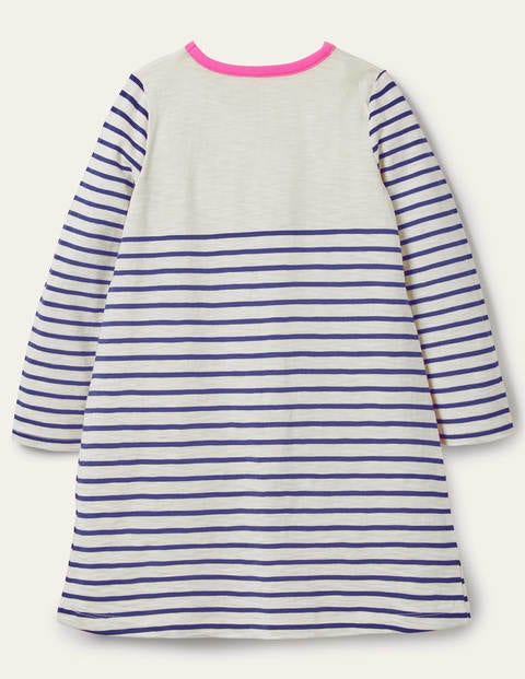 Fröhliches Jerseykleid mit Tasche - Ivory/Navy Rainbow Wave Fröhliches Jerseykleid mit Tasche - Ivory/Navy Rainbow Wave