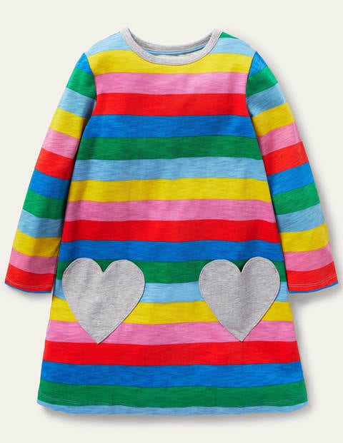 Fun Pocket Jersey Dress - Multi Stripe ...