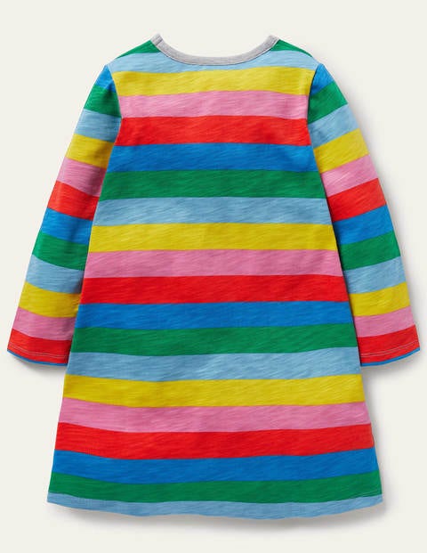 Fun Pocket Jersey Dress - Multi Stripe ...