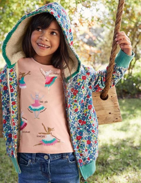 Shaggy-lined Hoodie - Multi Apple Blossom Floral Shaggy-lined Hoodie - Multi Apple Blossom Floral
