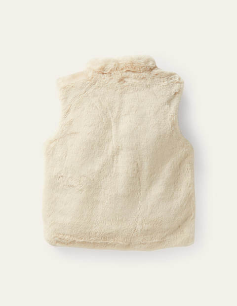 Cat Pocket Faux Fur Vest - Oatmeal