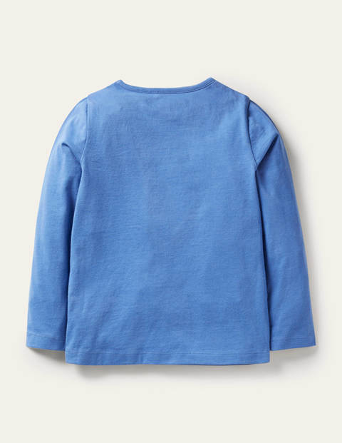 T-Shirt mit Superstitch - Elisabethanisches Blau, Hasen T-Shirt mit Superstitch - Elisabethanisches Blau, Hasen