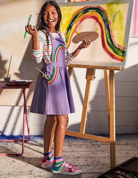 Woven Pinafore Dress - Aster Purple Rainbow Woven Pinafore Dress - Aster Purple Rainbow