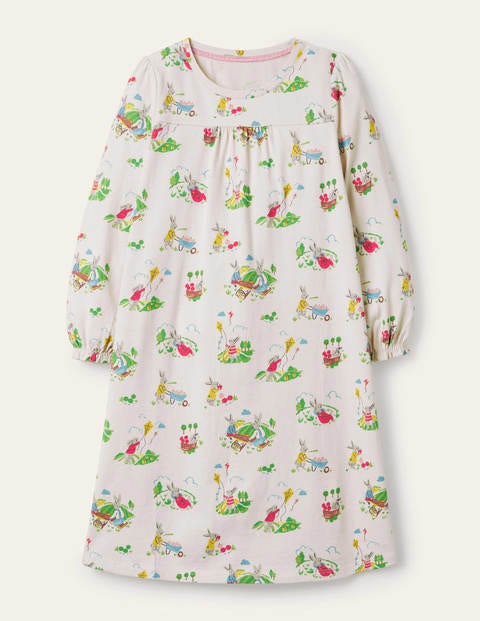 보덴 걸즈 슬립웨어 Boden Printed Long-sleeved Nightie - Ivory Daydreaming Bunny