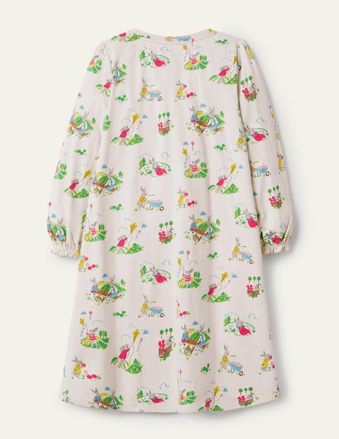 Printed Long-sleeved Nightie - Ivory Daydreaming Bunny