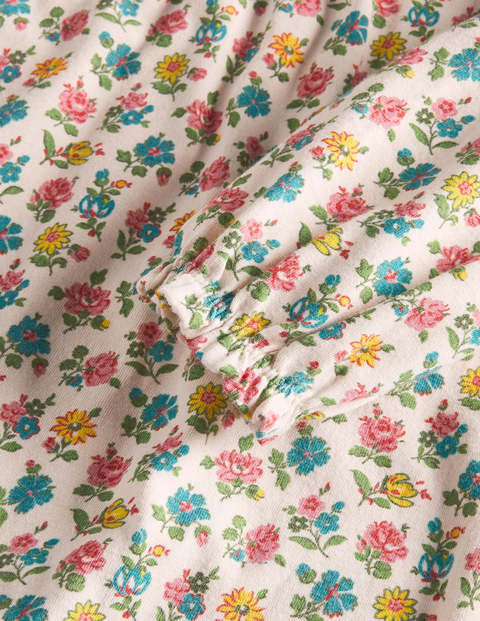 Printed Long-sleeved Nightgown - Ivory Patchwork Floral Printed Long-sleeved Nightgown - Ivory Patchwork Floral