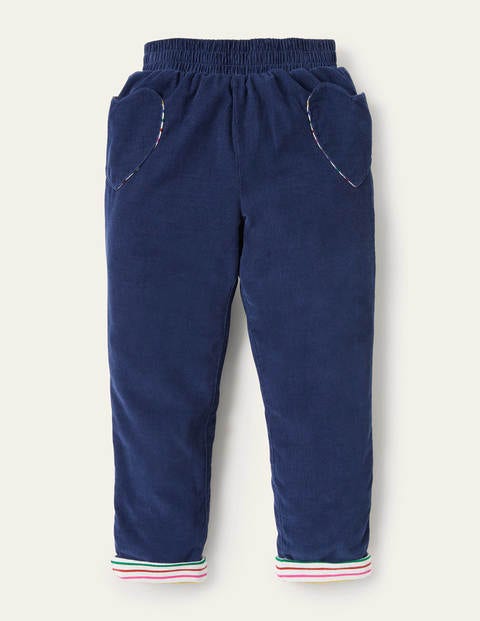 Lined Pull-on Cord Pants - College Navy