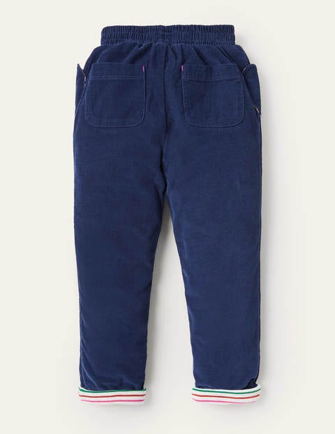 Lined Pull-on Cord Trousers - College Navy